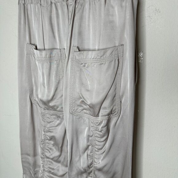 Manning Cartel Off-Duty Metallic Taupe Ruched Satin Drawstring Pocket Jogger 2 - Picture 7 of 15